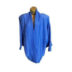 Vintage Liberation Blue Batwing Jacket Made in USA Kimono Style Velcro Cuffs